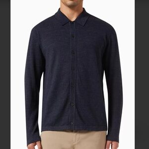 Theory Dark Blue Linen blend knit Button-Up Shirt size S